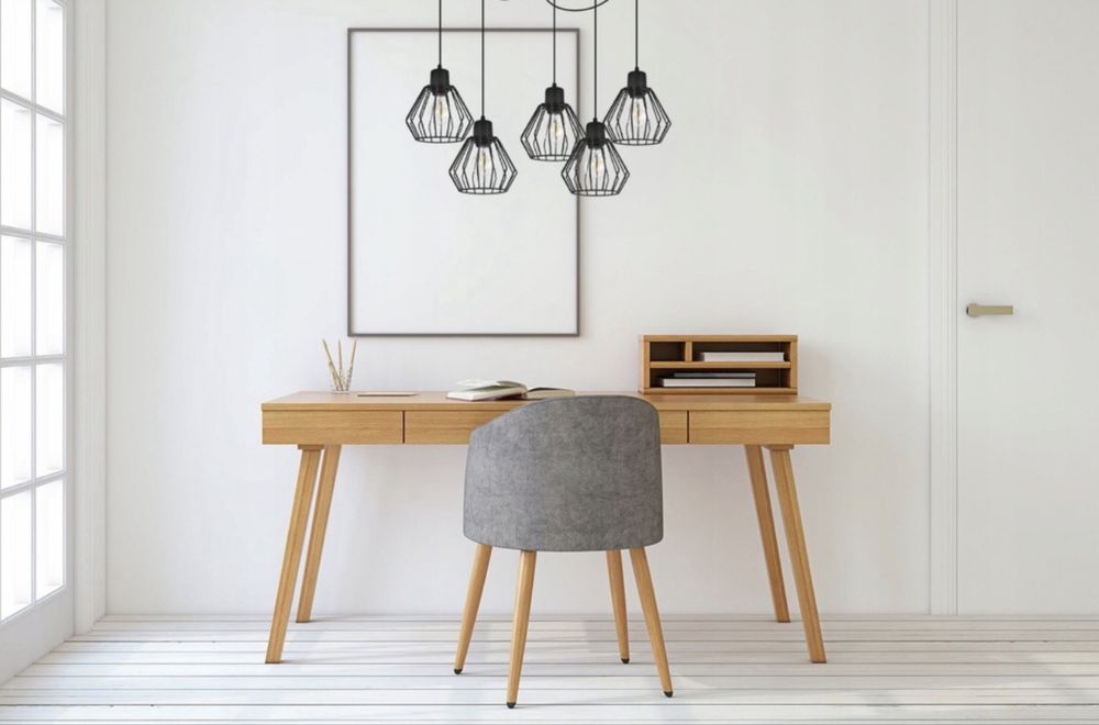 Lustra stil spider Light Home 5 becuri E27, 200cm, LED, Metal, Negru