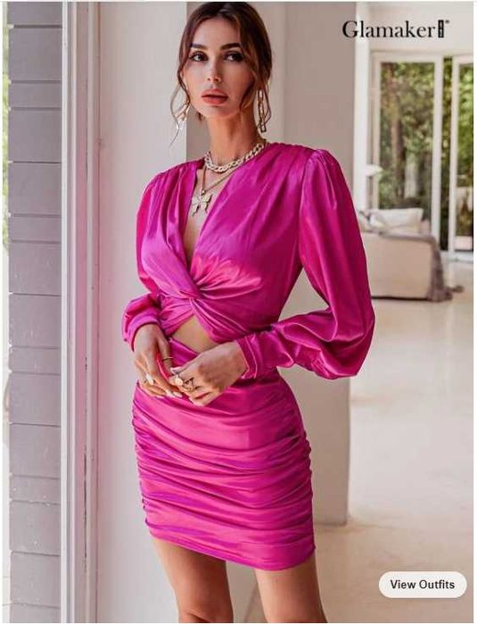 Rochie petrecere roz sidefat