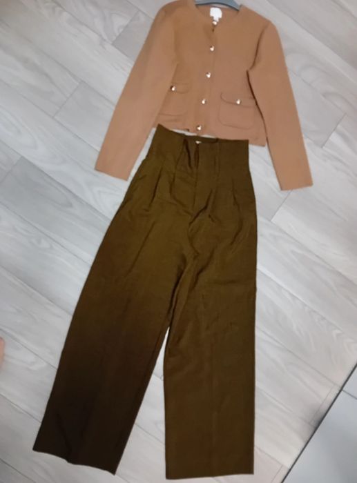 Cardigan/blazer camel/ciocolatiu