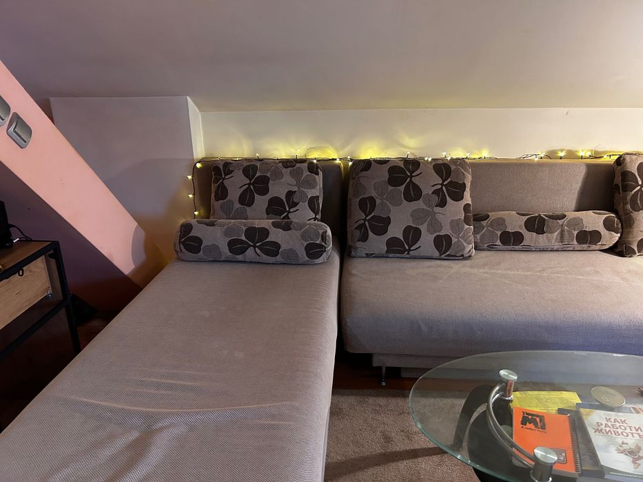 Ъглов диван с ракла и функция сън – ляв/десен, сив