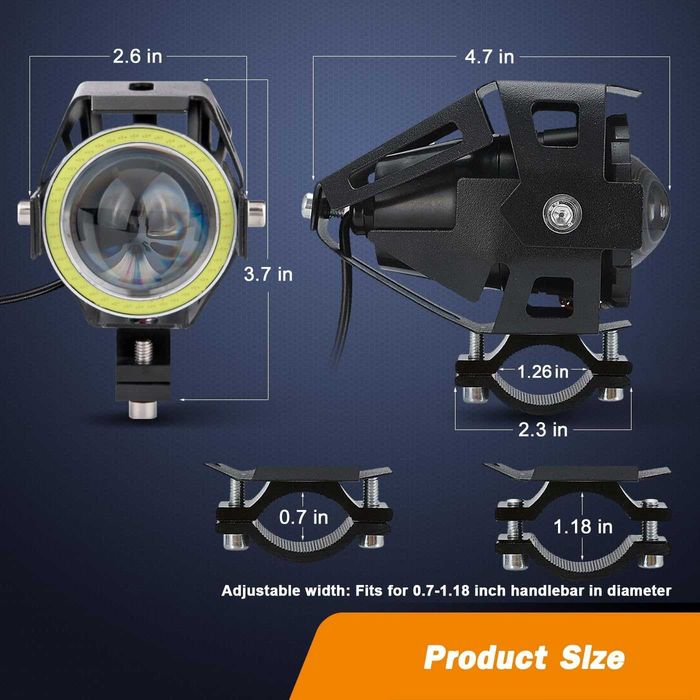 Мотоциклетни фарове Cree U7 LED фарове за мъгла, дневни светлини с бели ангелски очи
