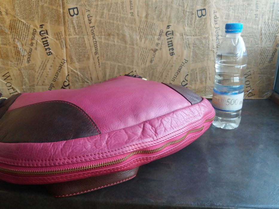 дамска чанта,кожена торба-цикламено,розово естествена кожа