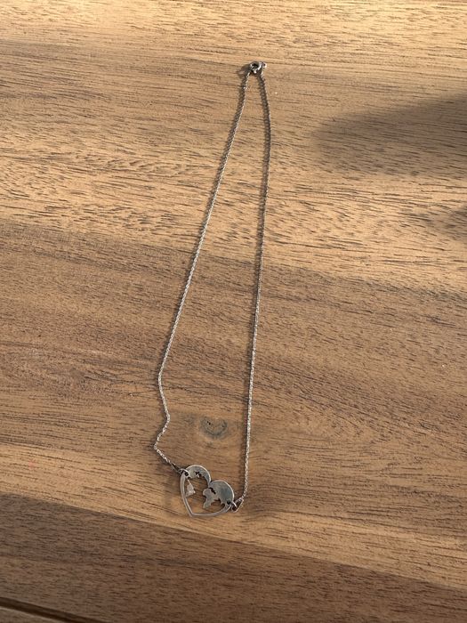 Colier argint cu inima glob pamantesc