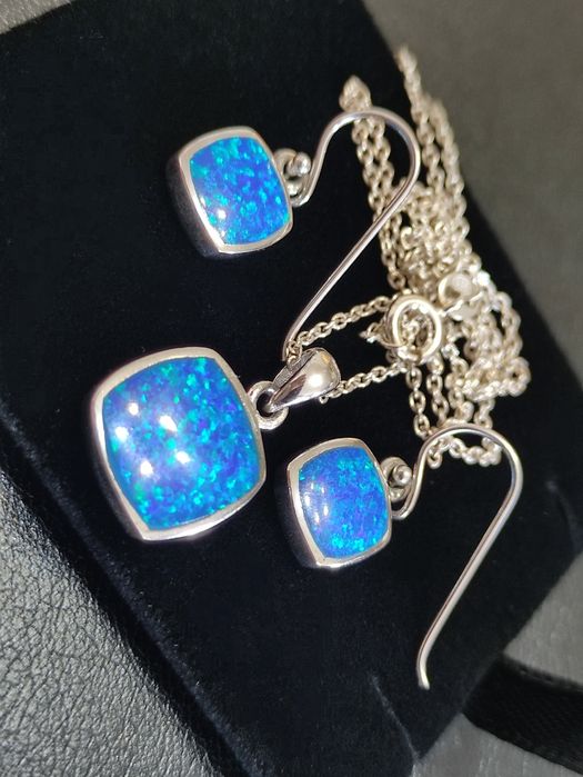 Сребърен Комплект / Опал / Обеци / Висулка / Бижута