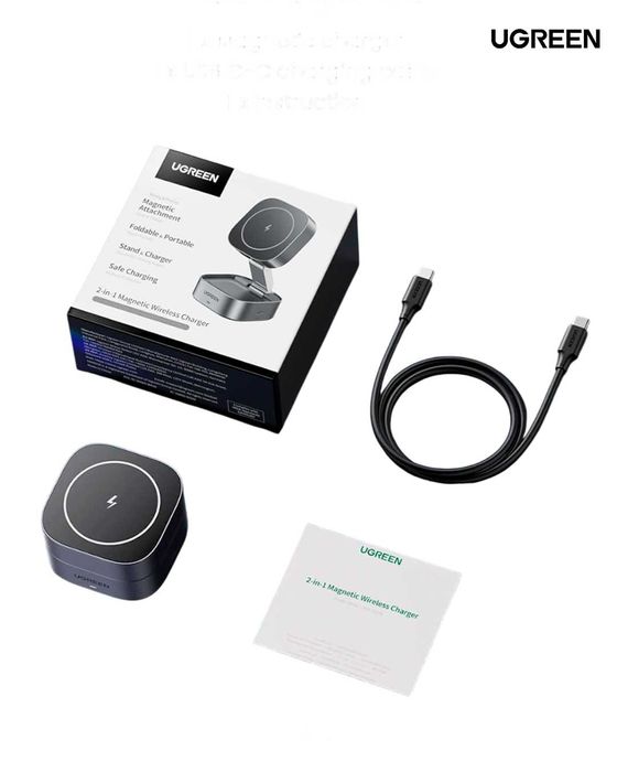 Беспроводное зарядное устройство Ugreen MagFlow 2-in-1