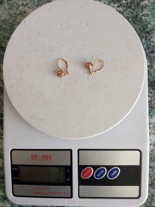 Серьги тюльпан золото 583 проба рубин СССР