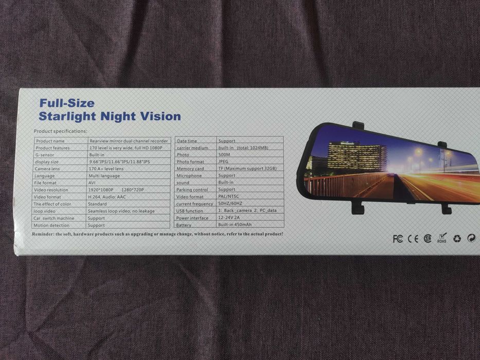 Видеорегистратор в огледало за обратно виждане и задна камера