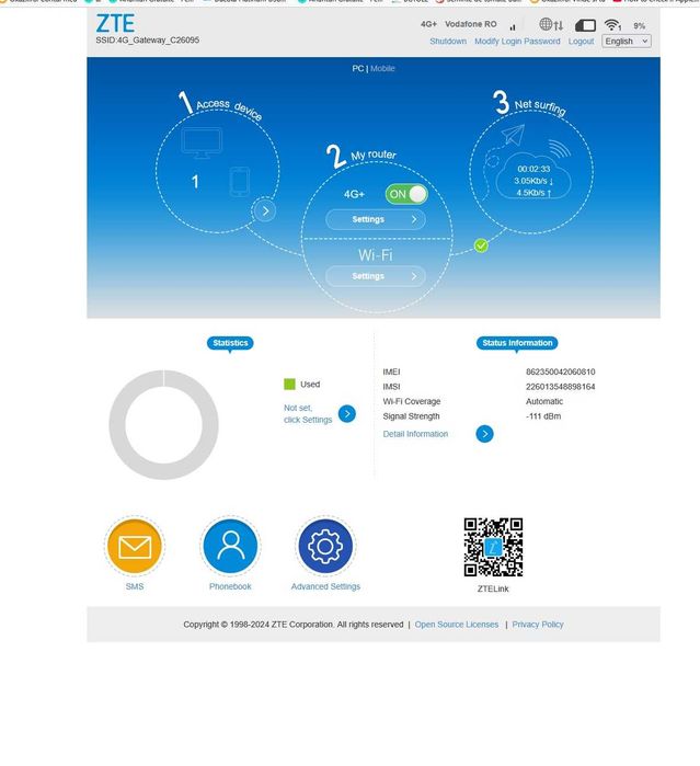 Modem portabil WIFI ZTE MF971RS 4G LTE SIM – poze reale