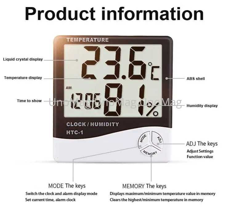 Ceas / Termometru si Higrometru Digital