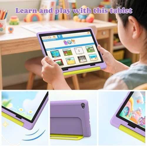 Нов Таблет за деца 10" HD IPS 20GB/64GB родителски контрол лилав калъф