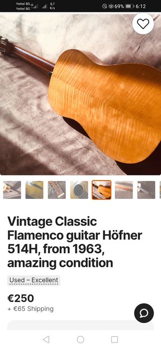 Vintage HOFNER 514H Concert guitar 1963 WestGermany, концертна китара.