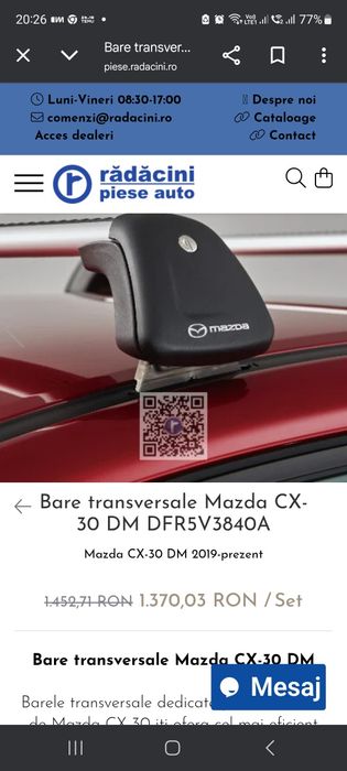 Bare transversale /covorase cauciuc originale mazda cx30