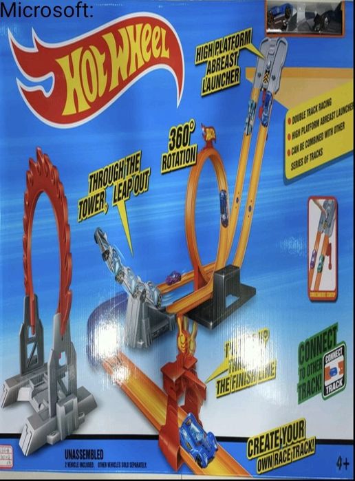 Большой трек Hot Wheel, две мертвые петли и две машинки
