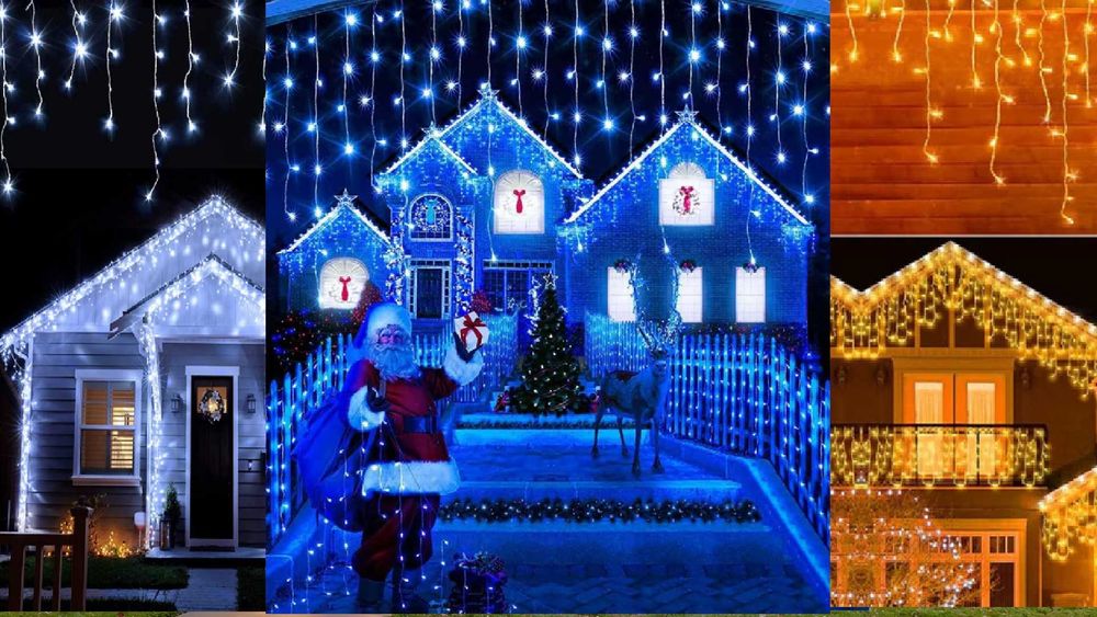 Бяла Светеща завеса 50метра х 60см с Флаш Ефект тип Висулка