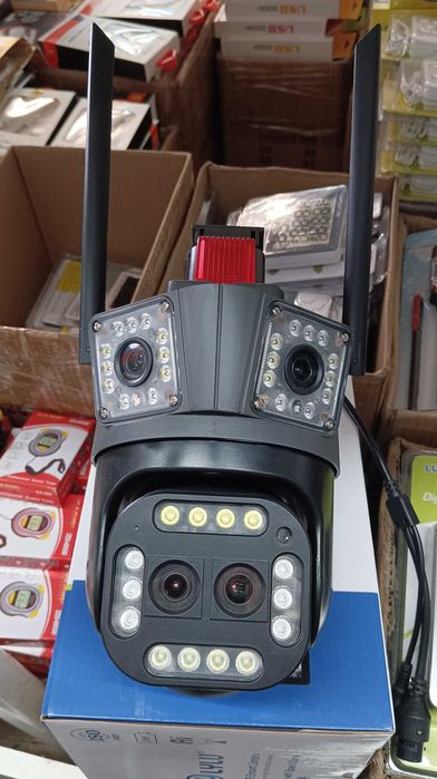 Тройна IP камера с двойна леща 10 zoom WiFi iCSee безжична камера 12MP