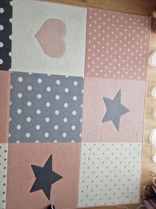 Covor fete roz,alb si gri 220×160