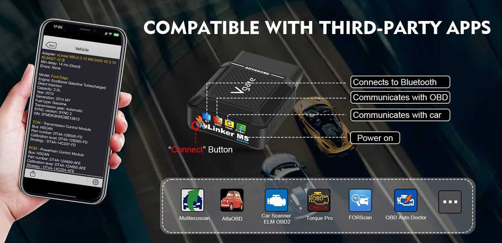 Tester diagnoza auto universal Vgate vLinker MS Windows, Android, iOS