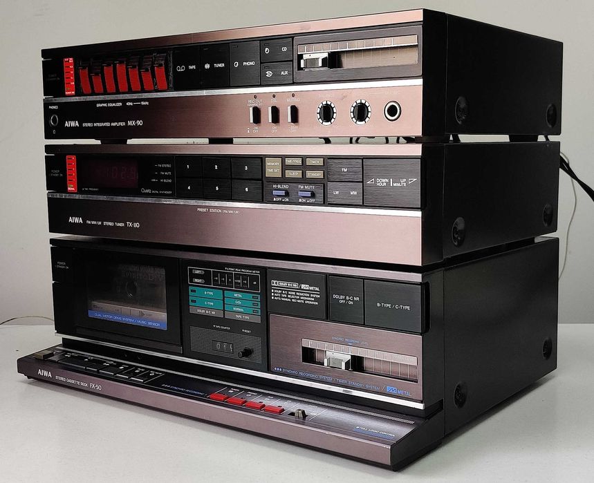 Linie Audio Vintage Aiwa MX-90 TX-110 FX-50 Amplificator Tuner Deck