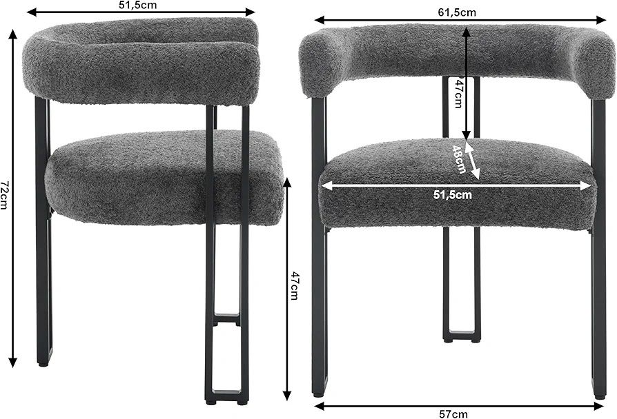 NOU Set 2x scaun M-form, plusat, gri inchis, model deosebit