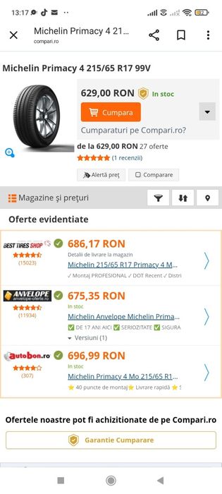 Anvelope vara 215 65 17 Michelin dot2022