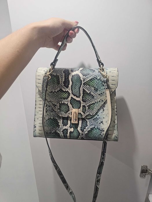 Чанта змийска синя