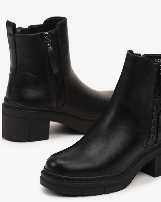 Botine Negre Dama, masura 38 (standard), toc 4cm
