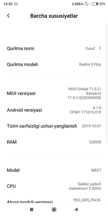 Redmi 5 plus 32/3