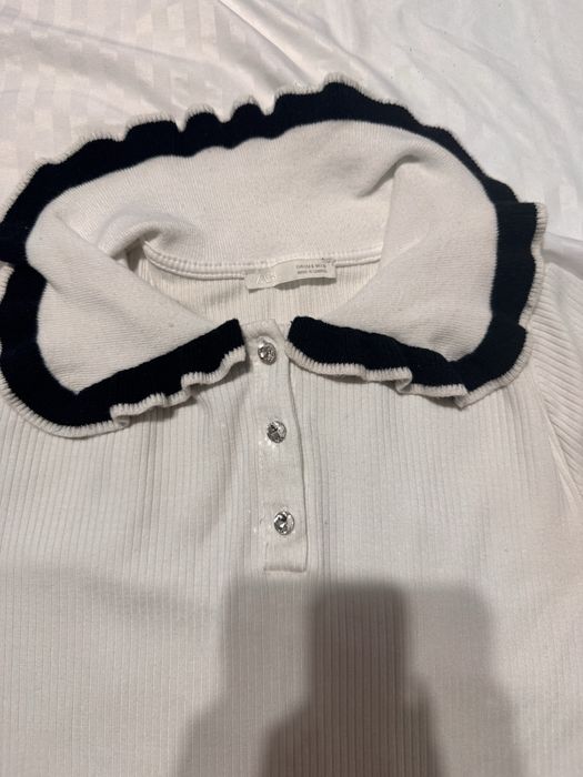 Бяла блуза с яка ZARA, размер С