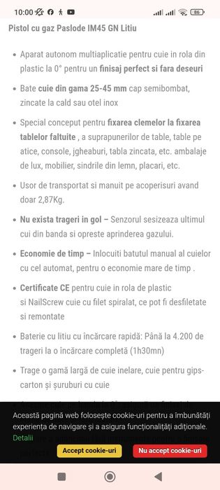 Pistol cuie lemn Paslode IM 45 GN