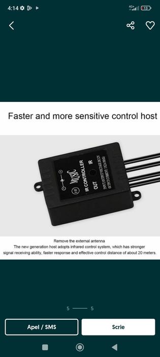 Set 4 benzi LED cu lumina ambientala auto RGB cu telecomanda calitatea