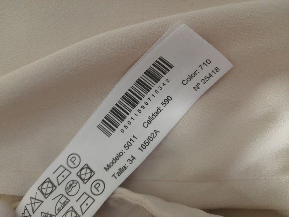 Pantaloni satinati Massimo Dutti din 100% vascoza crem marimea 34