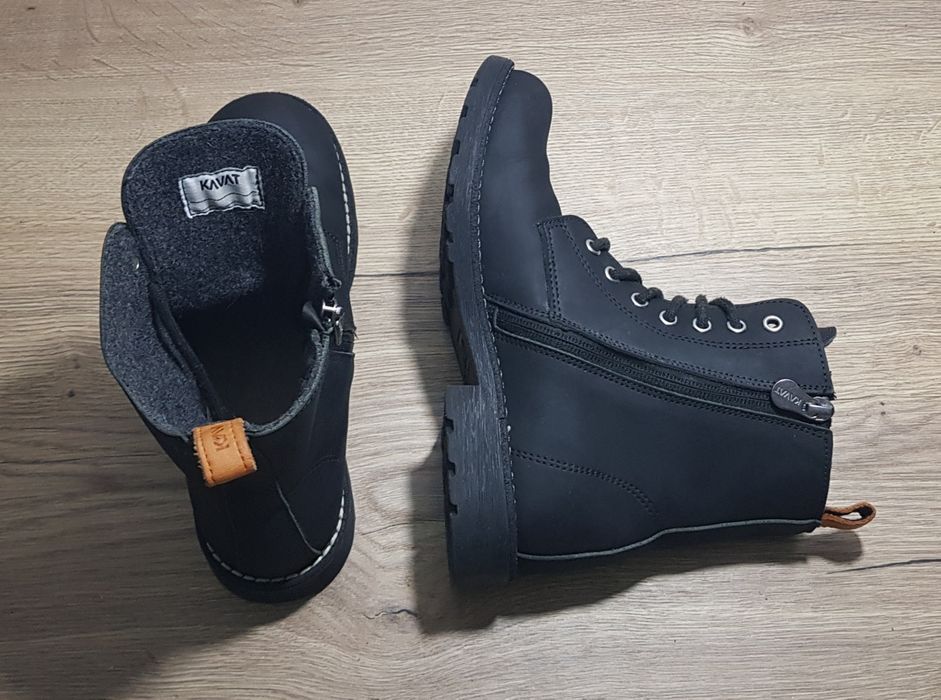 Ghete KAVAT Borgvik noi, bocanci piele neagră made in Suedia Nr. 37 EU