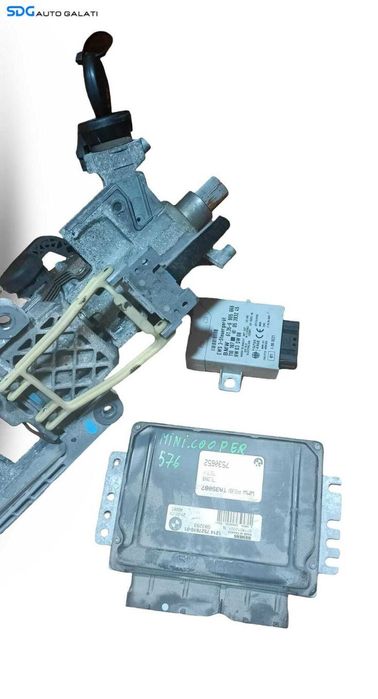 Kit Pornire ECU Calculator Motor Contact cu Cheie si Coloana Volan Directie Mini Cooper 1.6 i Benzina 2003 2001 - 2006 Cod 61356905666 6905666 1214752761001 7527610 7530652 [M9959]