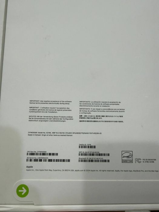 Macbook Pro 16 48/1TB NANO TEXTURES