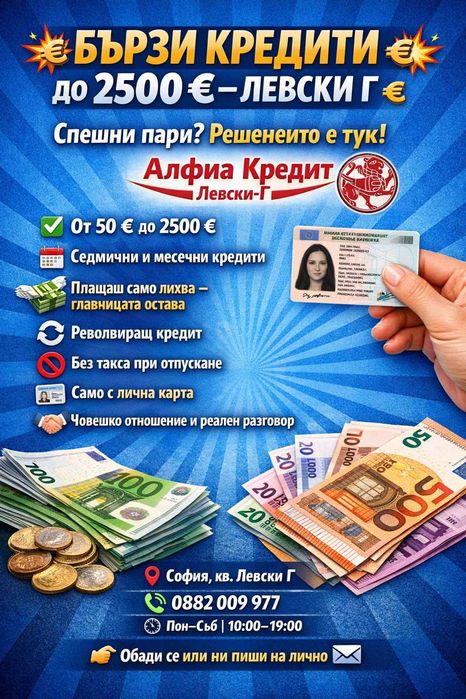Бързи Кредити Алфиа Кредит Левски-Г