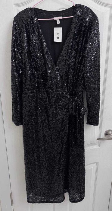 Новое платье-халат с пайетками H&M, размер XL (54/58)