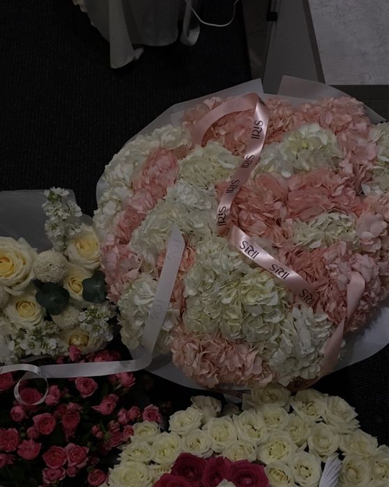 Цветы, букет гортензий