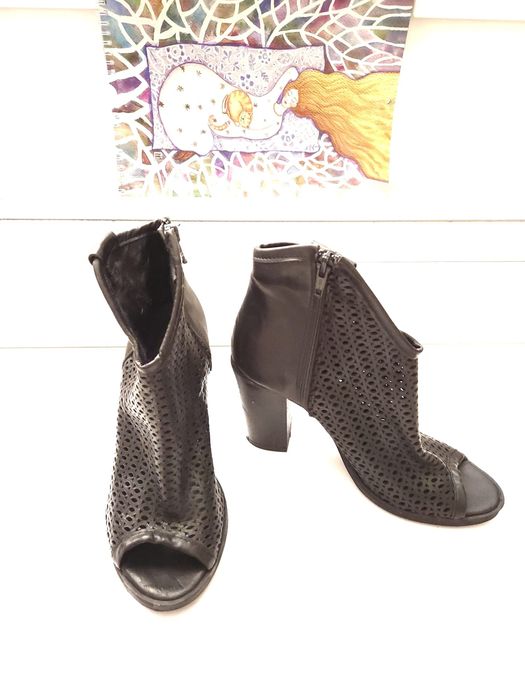 Sandale / botine damă peep toe Lavarazione Artigiana piele naturala