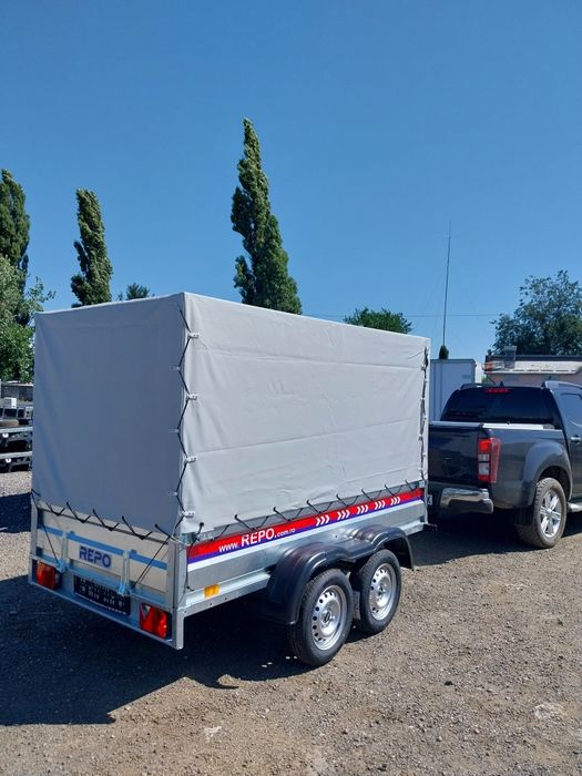 Remorca 750 kg auto mono-ax REPO, noua, garantie, carte RAR