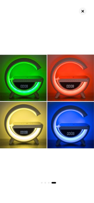 Lampa Smart Multifunctionala cu ceas difuzor wireless incarcare RGB