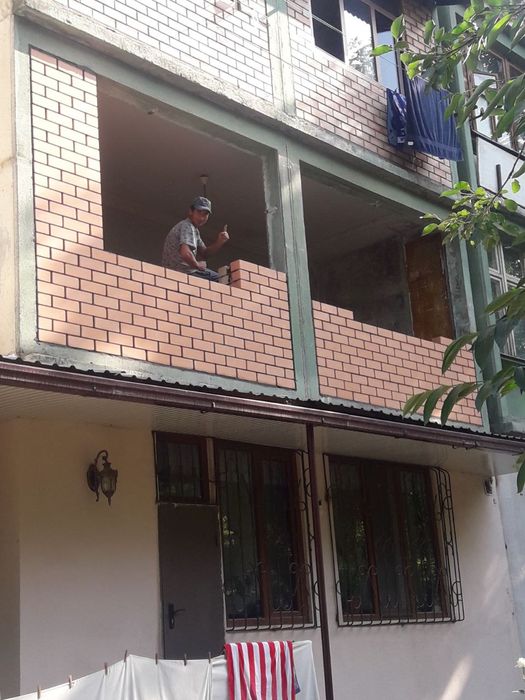 Кладка балкона.ремонт квартира подключ.казерок.решотка и акфа