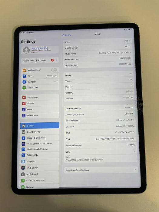 Apple iPad Pro 12.9” 6th Gen (2020) Cellular 512GB ID-XXL5864