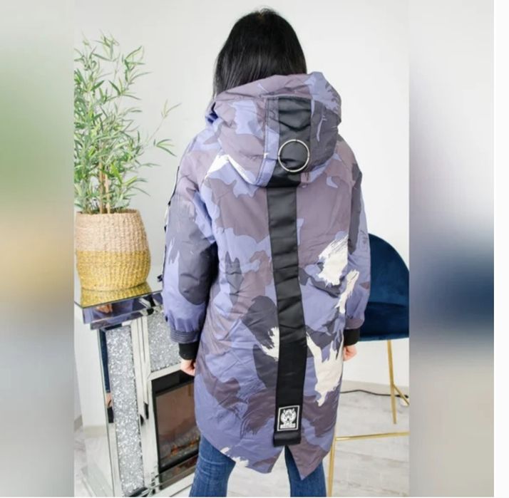 Ефектно дълго яке с цип и тик-так копчета, с асиметрична кройка