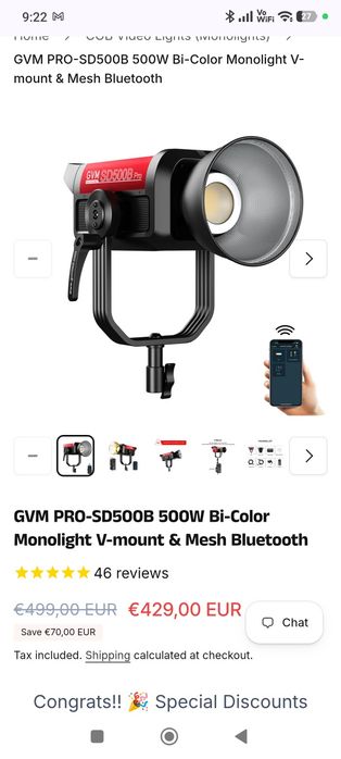 Lampa led 500w GVM sd500D Bicolor