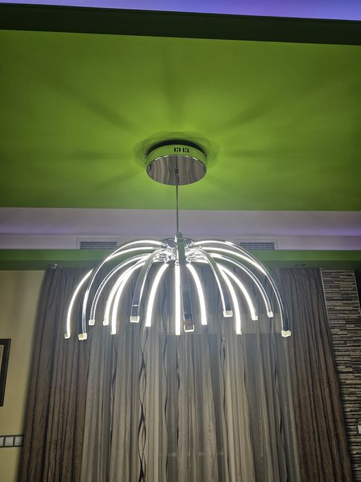 LED дизайнерски полилей тип Spider  Firework – 18 рамена, Ø73 см,хром