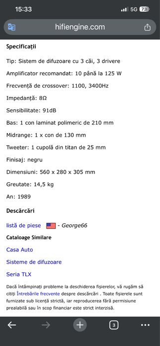 Boxe podea Jbl model Tlx 16