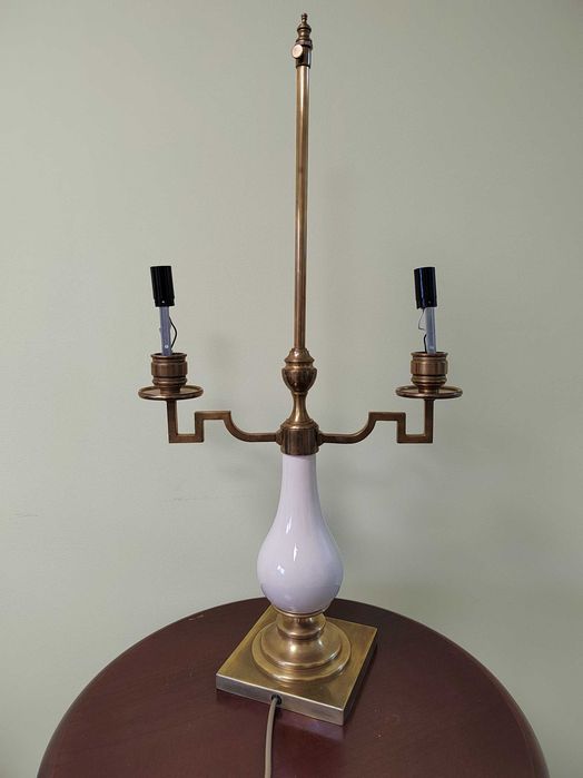 Бутикови лампи настолни ретро месинг, стъкло, порцелан