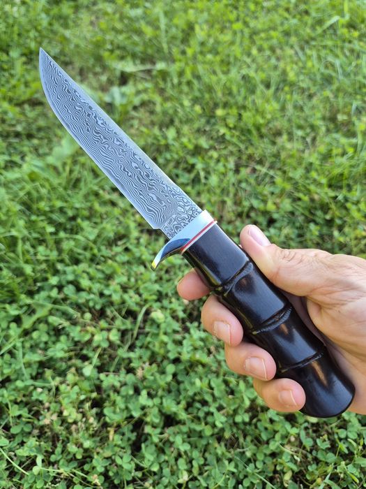 Японски ловен нож DAMASKUS AB,дамаска стомана VG10,кожена кания,LN418