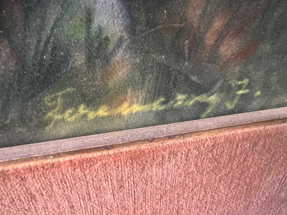 Pictură cu ramă, semnată de Ferenczi Júlia