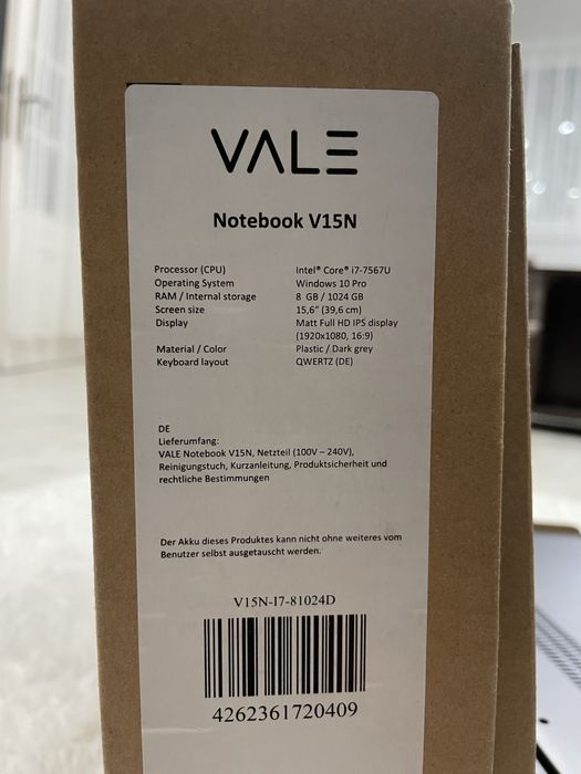 Notebook Vale i7-7567U